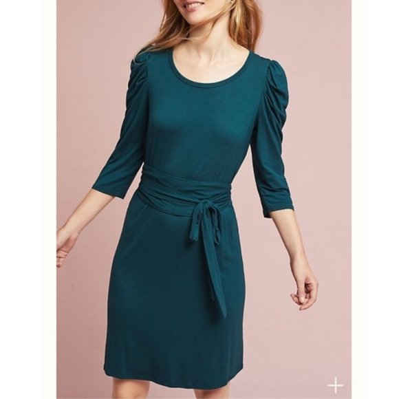 Anthropologie Dresses & Skirts - Anthropologie Maeve Green Ceres Ruched Dress Q10